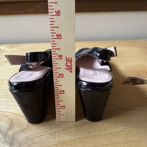 TARYN ROSE KARINE MULE WEDGE SLINGBACK SHOE PATENT LEATHER TOE ADJ STRAP 9M - Picture 8 of 11